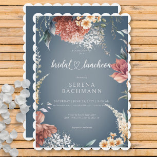 Invitation Jardin romantique moderne Floral Bleu Bridal déjeu
