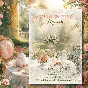 Invitation Jardin Romantique Thé Galentine Brunch Fleurs Douc