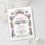 Invitation Jardin rose 40e anniversaire<br><div class="desc">Célébrez une étape aussi précieuse que les années qui passent en demandant à vos amis et à votre famille de se réunir et de célébrer ! Cette invitation de fête de 40e anniversaire est illustrée par des oiseaux dessinés à la main et un arc de fleurs rose. Personnalisez cette jolie...</div>