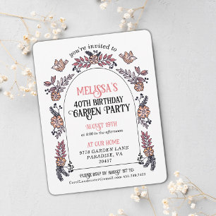 Invitation Jardin rose 40e anniversaire