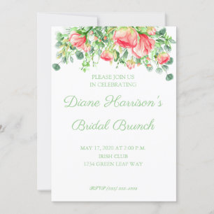 Invitation Jardin rose Aquarelle Rose Bouquet Fête des mariée