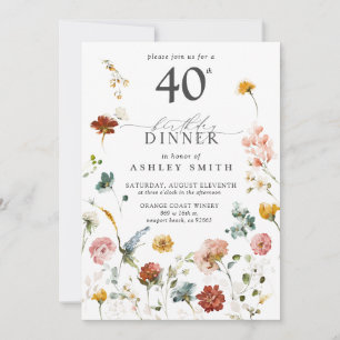 Invitation Jardin rose Calligraphie florale 40e anniversaire