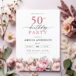 Invitation Jardin rose Calligraphie florale 50e anniversaire<br><div class="desc">Célébrez dans le style avec une calligraphie fleurie de jardin 50e anniversaire invitation, parfait pour un évènement marquant. Avec ses motifs floraux vibrants et son élégante calligraphie, cette invitation donne un ton fantaisiste mais sophistiqué à votre célébration. Le thème du jardin luxuriant mêle beauté naturelle et typographie gracieuse, créant un...</div>
