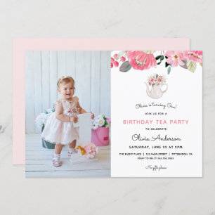 Invitation Jardin rose Floral Tea Party Anniversaire