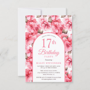 Invitation Jardin rose Joli Arc Floral Chic 17e anniversaire