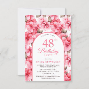 Invitation Jardin rose joli Arc floral chic 48e anniversaire