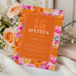 Invitation Jardin rose orange vibre Sweet 16 Anniversaire<br><div class="desc">Surprenez vos amis et votre famille avec ces élégantes invitations Sweet 16 Birthday Party,  avec l'aquarelle rose et orange floral,  cadre & texte personnalisé de votre choix. Ajoutez facilement vos détails en cliquant sur l'option "personnaliser".</div>