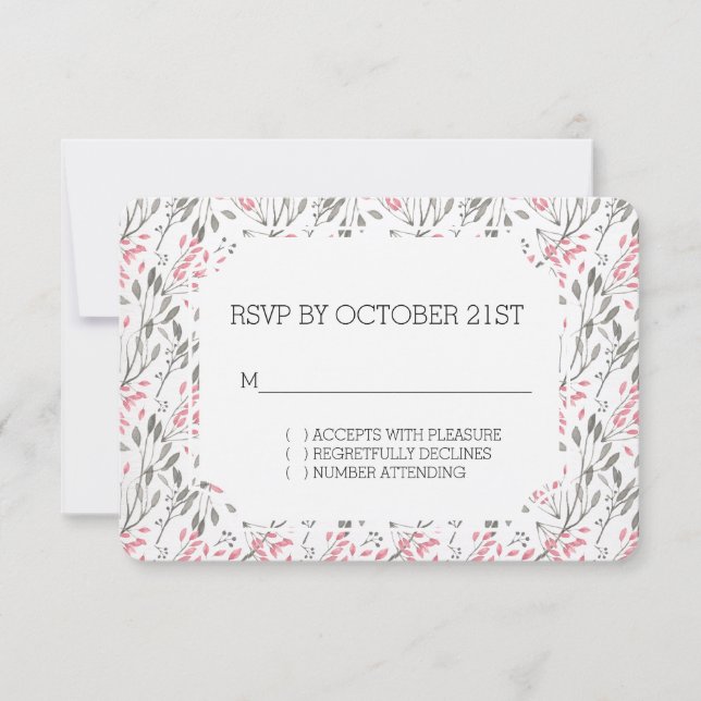 Invitation Jardin rose romantique Floral RSVP (Devant)
