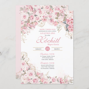 Invitation Jardin Rose rose vif Fleur Quinceanera