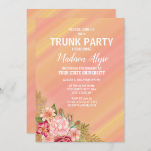 Invitation Jardin rose rouge Floral Jaune College Trunk Party