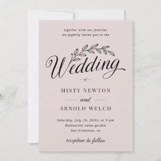 Invitation Jardin Rose roux Mariage feuille botanique