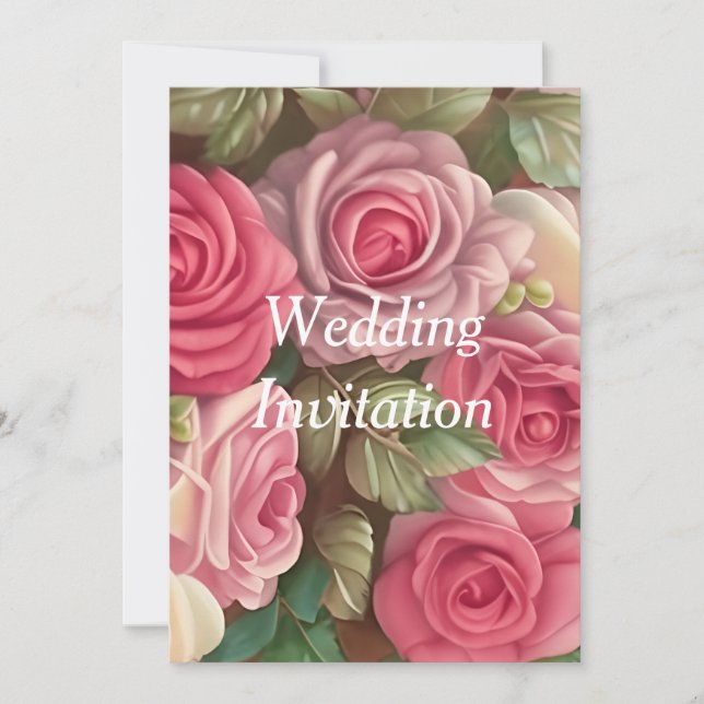 Invitation Jardin Rose victorien - Bouquet Mariage (Devant)