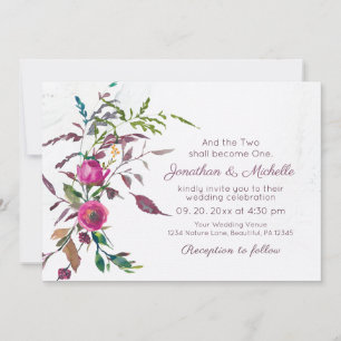 Invitation Jardin rose violet Fleur Jardin Floral Mariage chr
