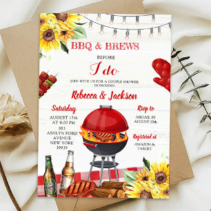 Invitation Jardin rouge BBQ et brasse Couples Douche
