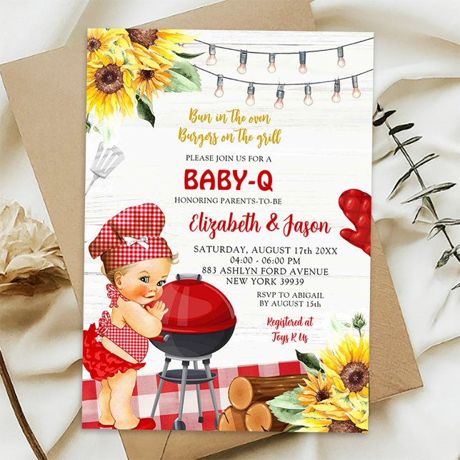 Invitation Jardin rouge  bébé-Q Baby shower fille (Créateur téléchargé)