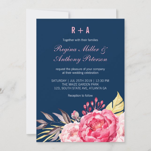 Invitation Jardin Royal Blue Rose (Devant)