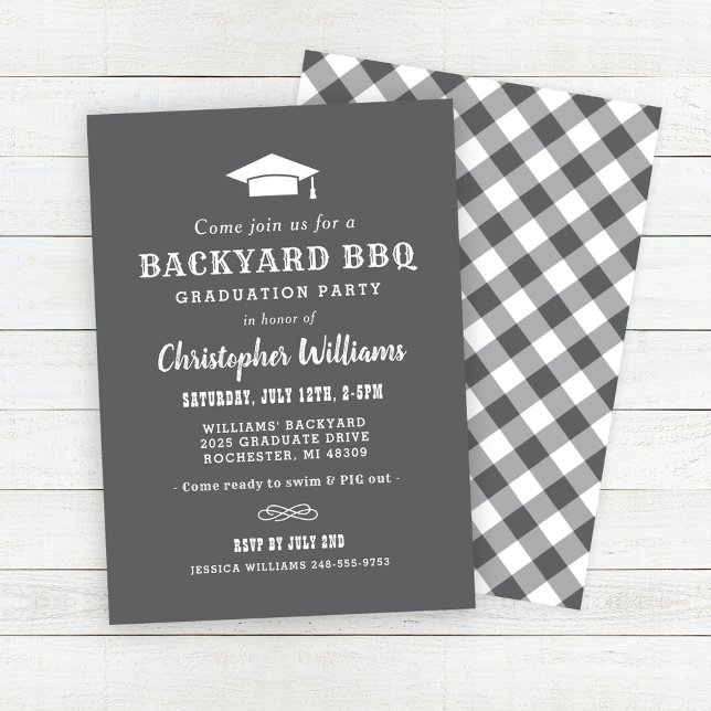 Invitation Jardin Rustic Grey BBQ Graduation Party (Créateur téléchargé)