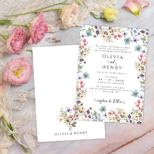 Invitation Jardin rustique Fleur sauvage coloré Mariage de pr