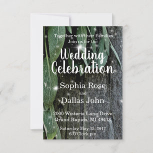 Invitation Jardin rustique grange bois et herbes Mariage