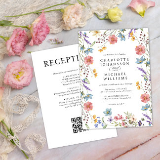 Invitation Jardin rustique moderne fleur sauvage tout en un M