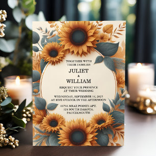 Invitation Jardin rustique plante verdure tournesol Mariage