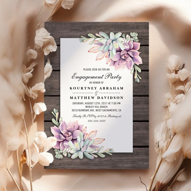 Invitation Jardin rustique Succulent Floral Engagement Party (Créateur téléchargé)