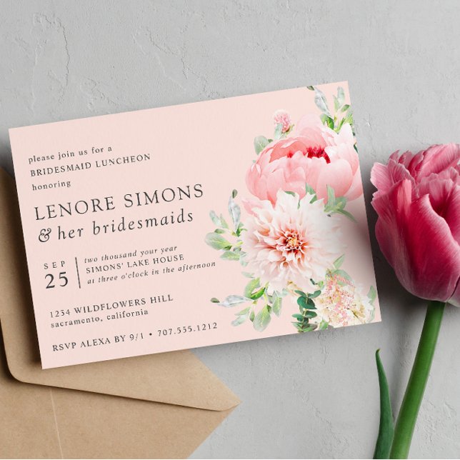 Invitation Jardin sauvage Chic Floral Dahlia Bridesmaid Déjeu (Créateur téléchargé)