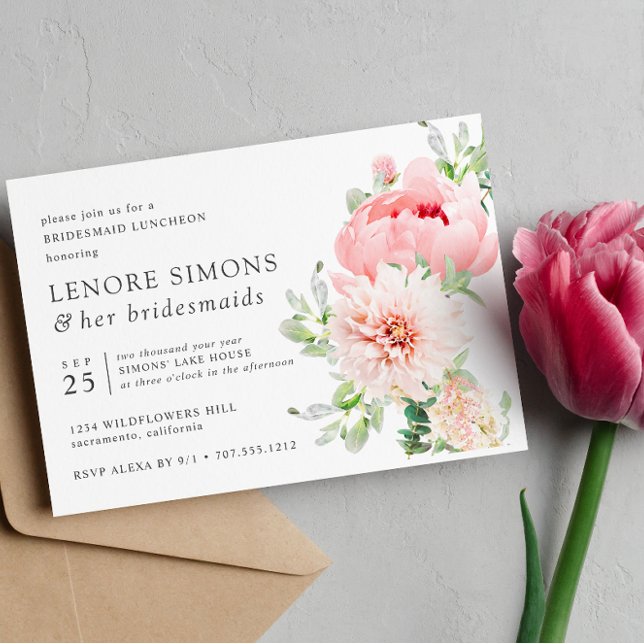 Invitation Jardin sauvage Chic Floral Dahlia Bridesmaid Déjeu (Créateur téléchargé)