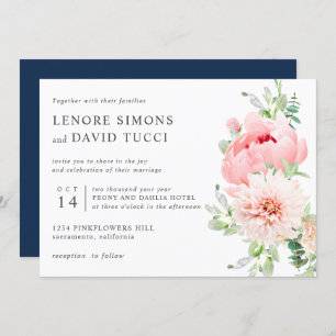 Invitation Jardin sauvage mariage botanique rose
