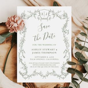 Invitation Jardin Save the Date de mariage au botanique Sage