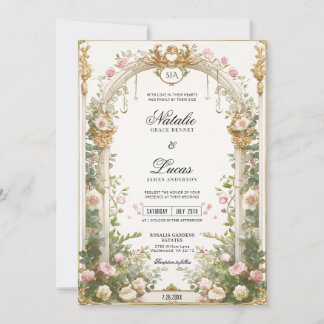 Invitation Jardin Secret Élégant Mariage à l'Arche Florale