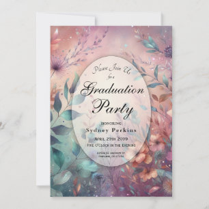 Invitation Jardin secret en soirée fête de graduation brillan