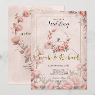 Invitation Jardin Secret Floral Pêche rose Mariage Whimsical