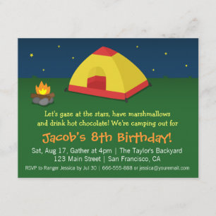 Invitation Jardin Slepover Camping Fête d'anniversaire
