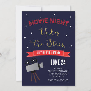 Invitation Jardin soirée cinéma sous les étoiles Anniversaire