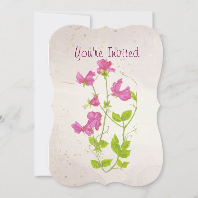 Invitation Jardin sur mesure fête d'anniversaire Pois doux su (Devant)