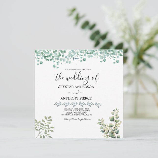 Invitation Jardin Thématique Eucalyptus Romantique (Debout devant)