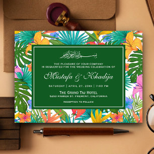 Invitation Jardin Tropical Coloré Exotique Mariage Islamique