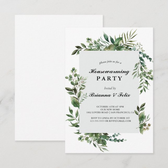 Invitation Jardin Tropical Green House Party (Devant / Derrière)
