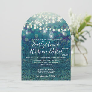 Invitation Jardin Turquoise bleu de Fairy Lights Mariage de l