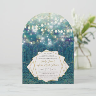Invitation Jardin Turquoise bleu de Fairy Lights Mariage de l
