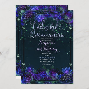 Invitation Jardin vert violet enchanté 15 Quinceañera