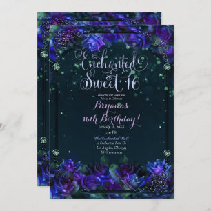 Invitation Jardin vert violet enchanté doux 16
