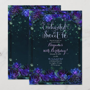 Invitation Jardin Vert Violet Enchanté Lumineux Sweet 16 