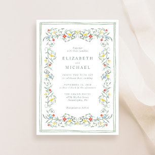 Invitation Jardin vintage Aquarelle Sage Mariage vert