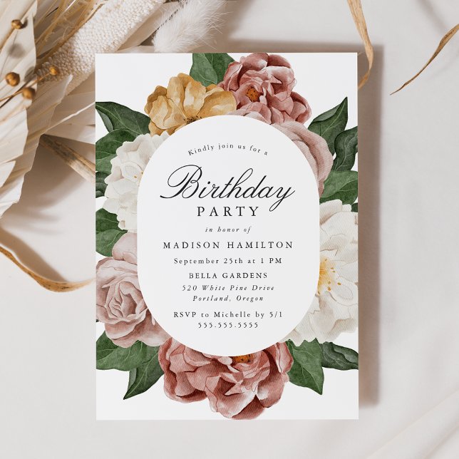 Invitation Jardin vintage Cadre Floral Fête Anniversaire (Créateur téléchargé)