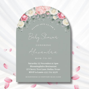 Invitation Jardin Vintage de Sage Green Baby shower Roses