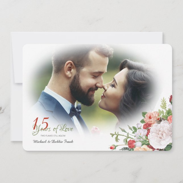 Invitation Jardin Vintage Fleurs Photo Anniversaire (Devant)