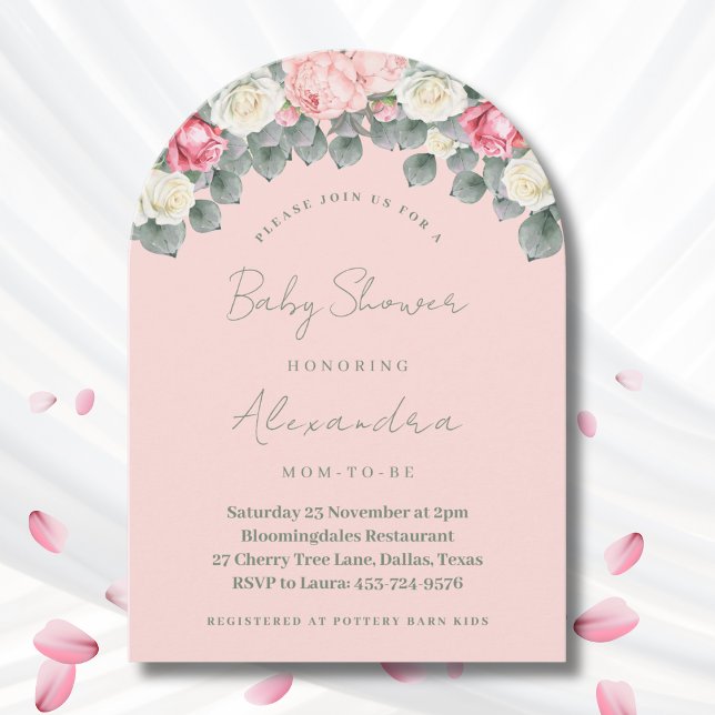 Invitation Jardin Vintage rose vif Baby shower Roses (Créateur téléchargé)