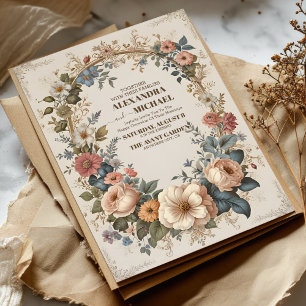 Invitation Jardin Vintage victorien Mariage floral